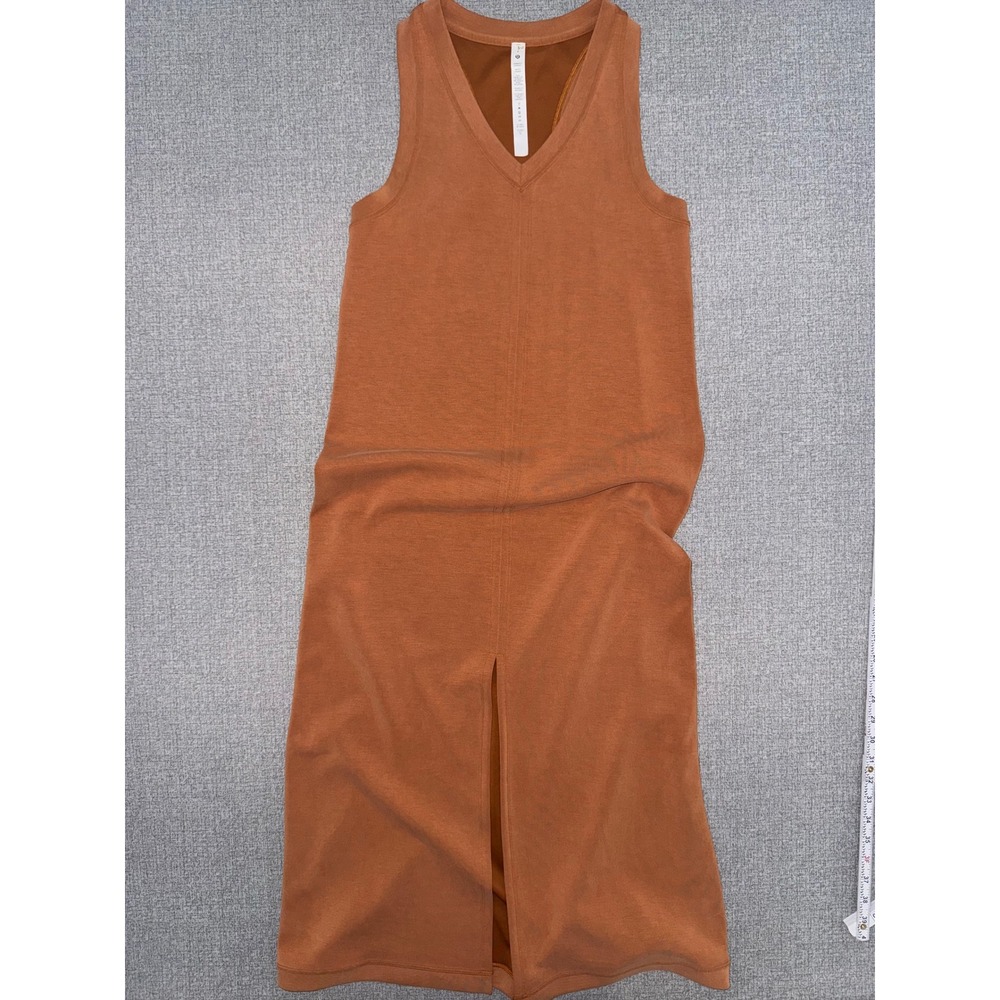 Lululemon Ease of it All V Neck Midi Dress Softstreme Size 6 BTTB butter brown‎